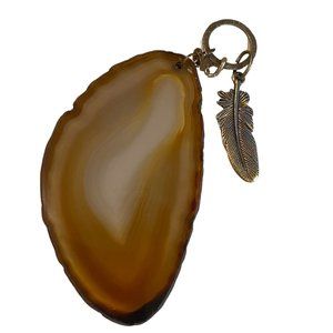 Gold leaf pendant charm with wood-like